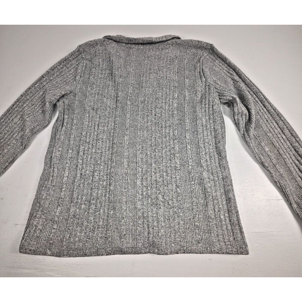 Absolutely Famous Ribbed, Button-Front Collared Sweater, Gray - Picture 4 of 8